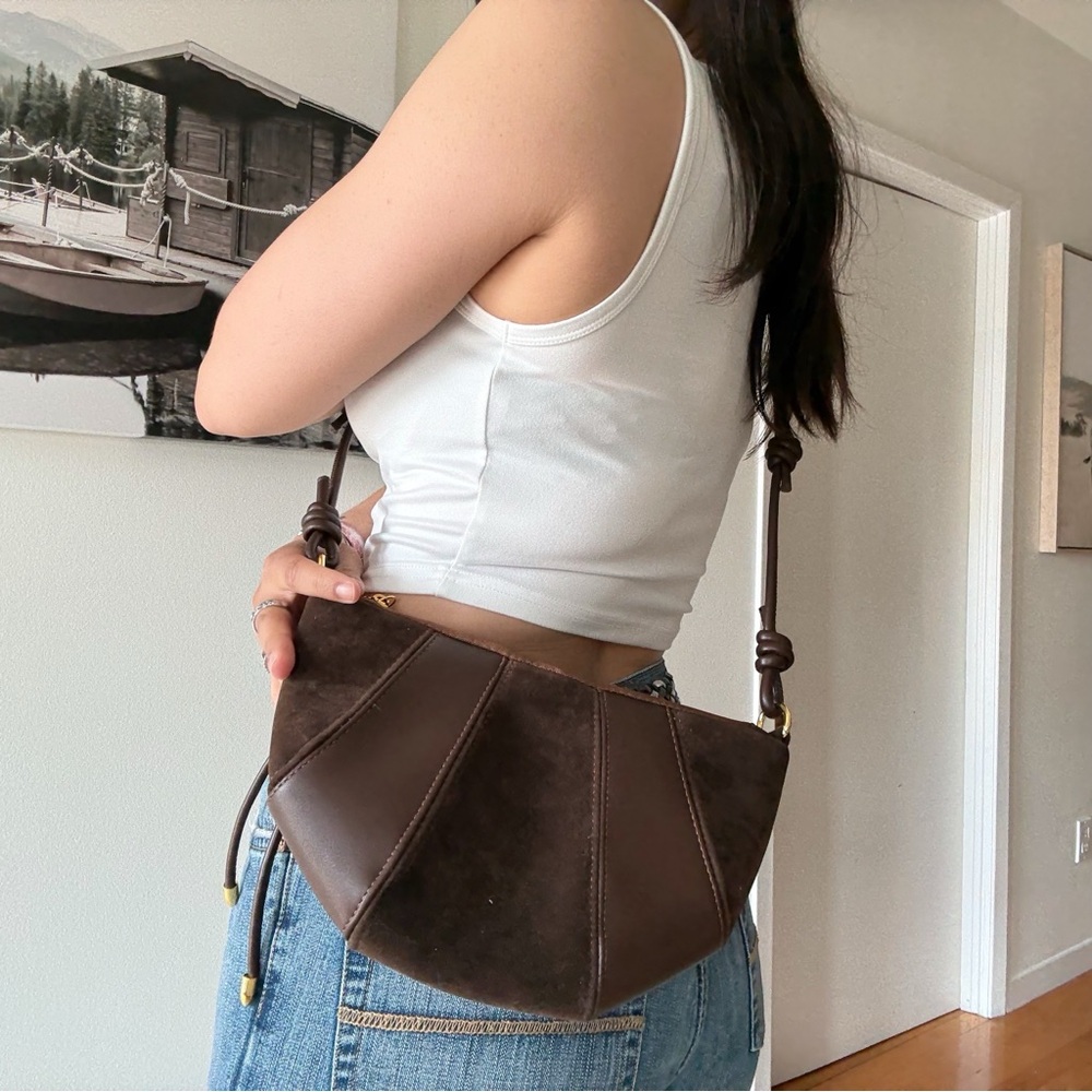 y2k brownboho mini crossbody bag with velvet accent